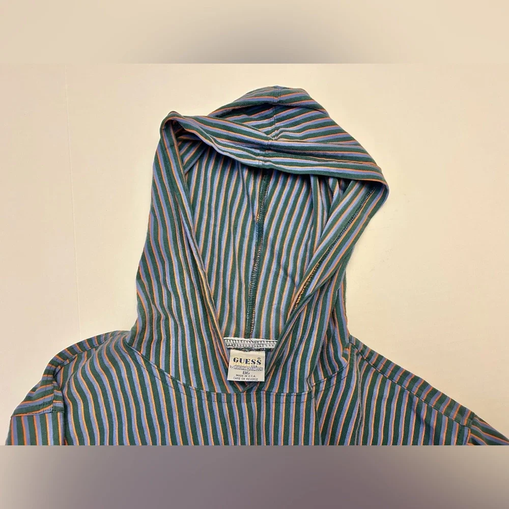 Guess Blue and White Striped Hoodie - Picture 12 of 13